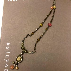 Silpada necklace. Chalcedony, Smokey quartz,glass